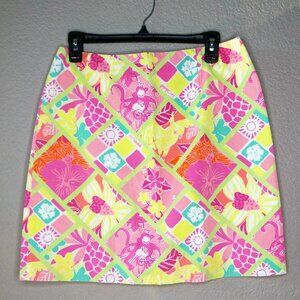 Lilly Pulitzer Diamond Head Patch Skirt Size 8 Vintage White Label